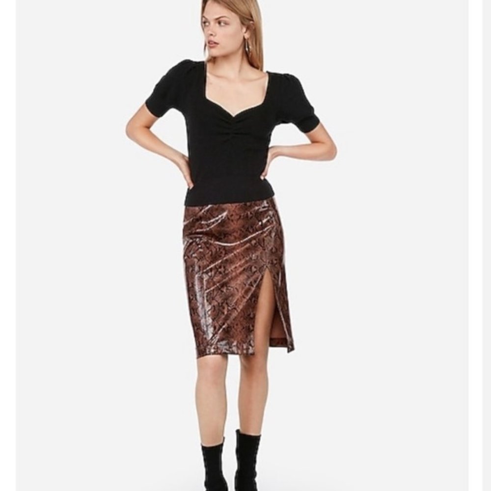 NWT EXPRESS High Waisted Faux Vegan Leather Snakeskin Pencil Skirt